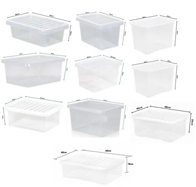 Plastic Storage Box Boxes with Lids Home Office Clear Stackable Safe Containers - Image 1 of 4