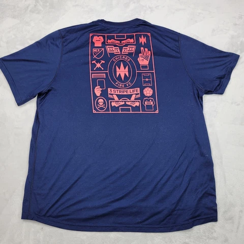 Chicago Fire Shirt Men XL Blue Short Sleeve Team Crew Soccer FC Creator Adult Cover