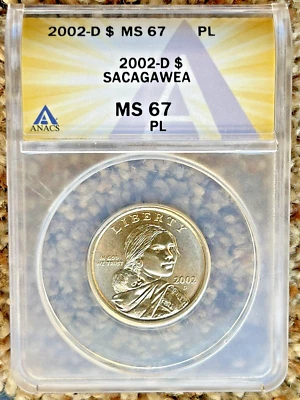 2002 D $1 MS67PL (Proof Like) Sacagawea Dollar Anacs Graded Certified - Image 1 of 2