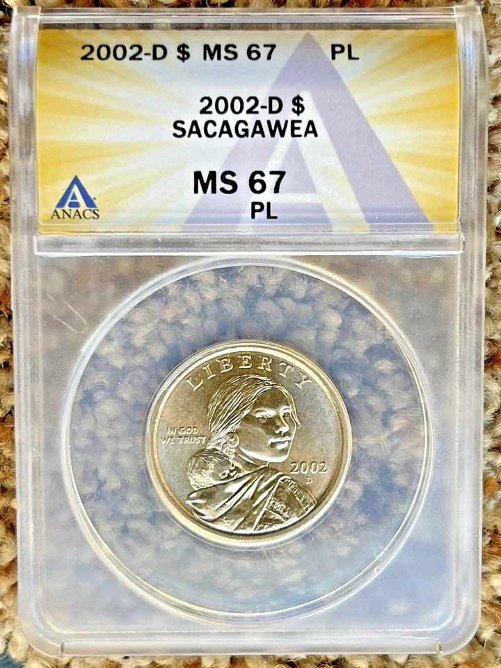 2002 D $1 MS67PL (Proof Like) Sacagawea Dollar Anacs Graded Certified - Image 1 of 2