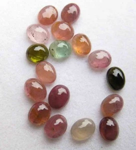 12.20 Ct Natural Multi Color Tourmaline Oval Cabochon Loose Gemstones Lot - Picture 1 of 3