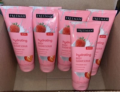 5 PACK-Freeman Hydrating Strawberry Milk Body Scrub, 6oz BRAND NEW-FREE SHIPPING - Image 1 of 4