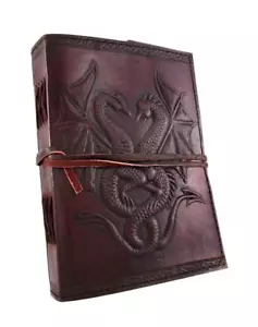 Diary Various size Fairtrade Leather Paper Dragon Fire Embossed Notebook Journal - Picture 1 of 4