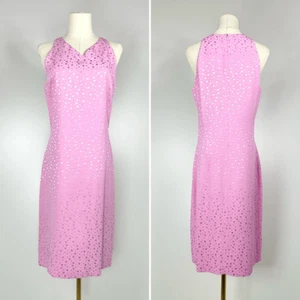90s Versus Giani Versace Polka Dot Jacquard Pink Shift Dress IT44/US8 Preppy Mod - Picture 1 of 10