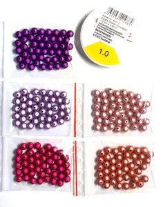 Magic Pearls Set pink(5 x 12g, ca 210 Perlen in 8mm) + Magic Stretch 1 mmx 3,50m - Bild 1 von 2