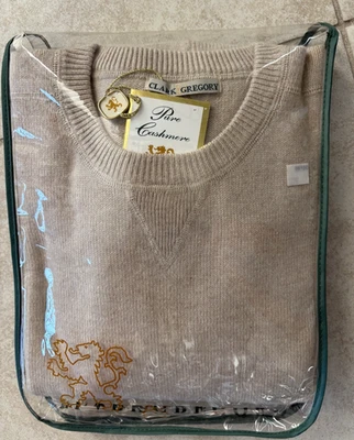 Suéter CLARK GREGORY Brookside Golf CC Para Hombre 100% Cachemira Beige XL NUEVO CON ETIQUETAS $399 Foto 1 de 4