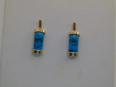 PENDIENTES TURQUESA ORO MACIZO 14K Foto 1 de 4