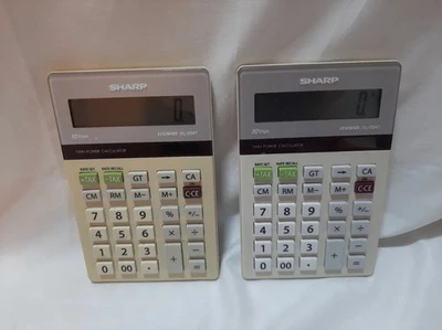 Sharp 2 Calculator Elsimate EL-334T 10-Digit Power Solar Desktop Tax Business - Image 1 of 4