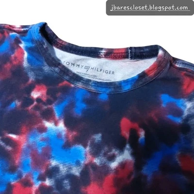 Tommy Hilfiger | Camisa de manga corta para niño talla 7 tie-dye azul/rojo/negro Foto 1 de 4
