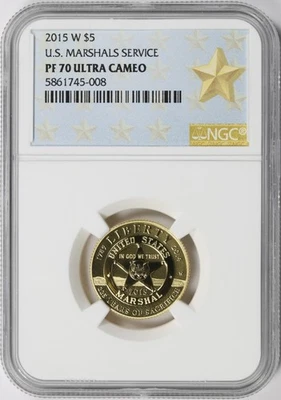 2015-W Gold U.S. Marshals Service Commemorative $5 NGC PF70 Ultra Cameo - Image 1 of 4