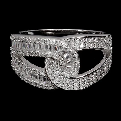 Anillo de plata de ley 925 baguette simulado circonita cúbica piedras preciosas joyería talla 7 Foto 1 de 4