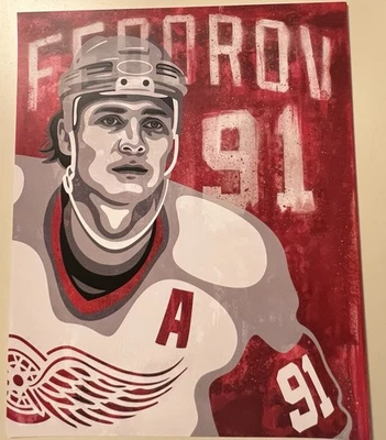 Póster Sergei FEDOROV impresión artística Detroit Red Wings Joe Louis Arena sorteo Foto 1 de 4
