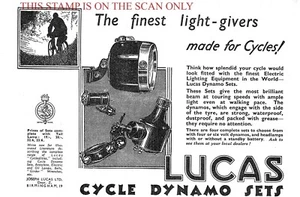 1934 Advert LUCAS Bicycle Lighting Dynamo Sets Vintage Original Print Ad 708/141 - Picture 1 of 1