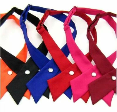 6 PCS Women Girl Solid Bowties Wedding Party Work Business Bow Ties Neckties - Image 1 of 2
