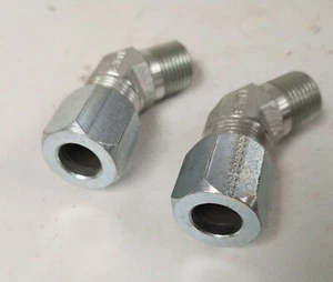 EATON 1/2" FERRULE COMPRESSION TO 3/8" NPT 45° ELBOW 47355-08-06 (LOT OF 2) - Picture 1 of 3