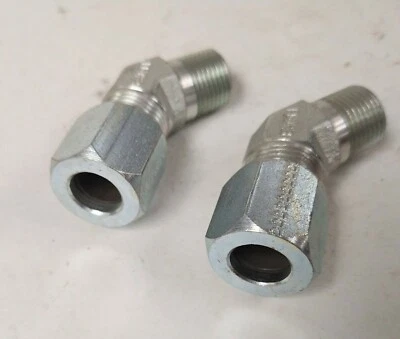 EATON 1/2" FERRULE COMPRESSION TO 3/8" NPT 45° ELBOW 47355-08-06 (LOT OF 2) - Image 1 of 3