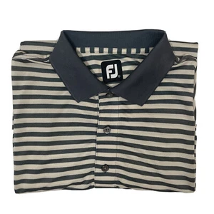 FootJoy FJ Stretch Polo Golfing Shirt Grey Beige Stripe Size Large - Bild 1 von 7