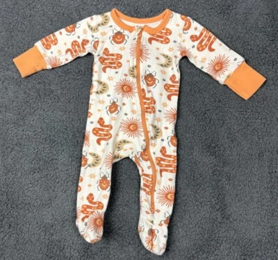 Cat Dogma Baby 0-3 Sleeper PJ Mystic Serpent Organic Snake Orange Retro Fall - Image 1 of 4