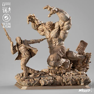 Hulk VS Punisher 3D gedrucktes Diorama, Marvel Comic Statue, unbemalt - Bild 1 von 10