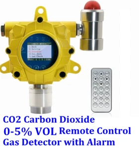 CO2 Carbon Dioxide Fixed Gas Detector w/ Remote Control Alarm Monitor 0-5% VOL - Picture 1 of 12