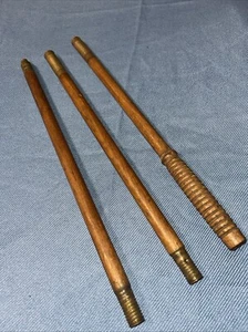 37" Vintage Wood and Brass 3 Piece Muzzle Loading Firearm Cleaning Rod No Tip - Picture 1 of 2