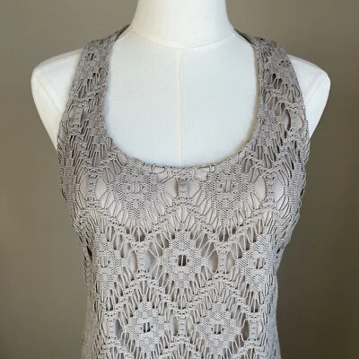 Sleeveless Beige Tan Crochet Maxi Dress Suzi Chin For Maggy Boutique Size 2/4 - Image 1 of 4