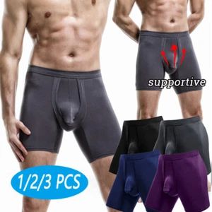 1/2/3 PACK MEN'S BOXER BRIEFS SHORTS COMFORT DUAL POUCH UNDERWEAR SPORTS TRUNKS - Picture 1 of 25