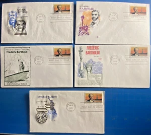 5 Different U.S. #2044 22¢ Frederic Bartholdi FDCs GAMM Farnum Cover Craft - Picture 1 of 11