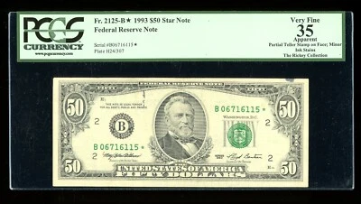 DBR 1993 $50 FRN New York STAR Fr. 2125-B* PCGS App 35 Serial B06716115* - Image 1 of 2