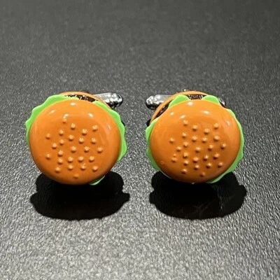 Модные запонки для гамбургера мужские подарок на день рождения свадьбу гамбургер еда запонки в коробке - Изображение 1 из 4