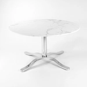 Nicos Zographos Round 54 in White Marble Stainless Alpha Dining Conference Table - Picture 1 of 9