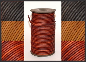 2 mm 3 mm 4 mm ANTIK RUND 100 % ECHTLEDER KORDEL SPITZE TANGA GÜRTELBAND HEISS NEU - Bild 1 von 4