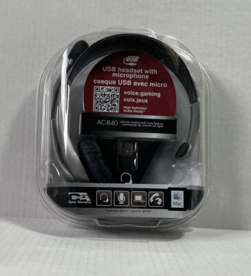 Cyber Acoustics AC-840 USB Mono Headset *New Unused* - Image 1 of 4
