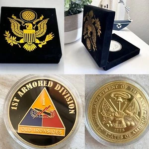 US ARMY 1st ARMORED DIVISION "OLD IRONSIDES" Challenge Coin w/ velvet case. - Bild 1 von 4