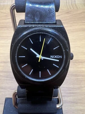 Nixon Minimal The Time Teller Analog Quartz Wrist Watch 13F1 Black White Letters - Image 1 of 4