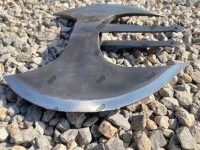 CABEZA DE HACHA VIKINGA ACERO AL CARBONO DOBLE CABEZA LISTA PARA BATALLA HACHA DE GUERRA MEDIEVAL Foto 1 de 4