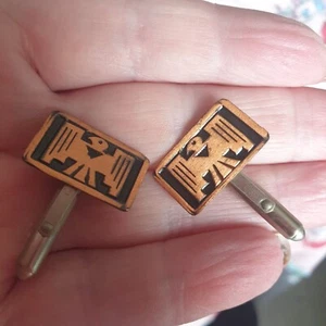 Vintage Copper Thunderbird Pr Cufflinks Native Ethnic Retro Steampunk - Picture 1 of 5