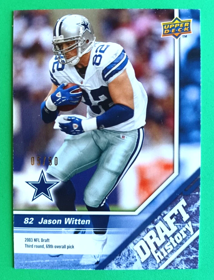 2009 UD DRAFT EDITION JASON WITTEN #184 PARALLEL #05/50 DALLAS COWBOYS - Image 1 of 3