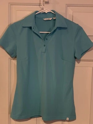 Women’s Lady Hagen Teal Blue 1/4 Button Short Sleeve Golf Polo Top Size XS - Image 1 of 4