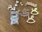 Lot of unfinished wooden craft pieces-wheels, candle holders-cutouts