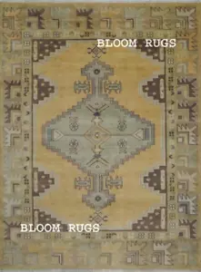 Hand Knotted Wool Rug 8x10 Muted Yellow Mint Traditional Kazak Rug |Customizable - Picture 1 of 8