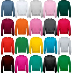 Unisex Adult Men Women Plain Cotton Rich AWDis Sweatshirt - Picture 1 of 37