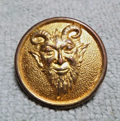 Vintage Antique Metal Picture Button DEVIL HORNED MAN - Image 1 of 3