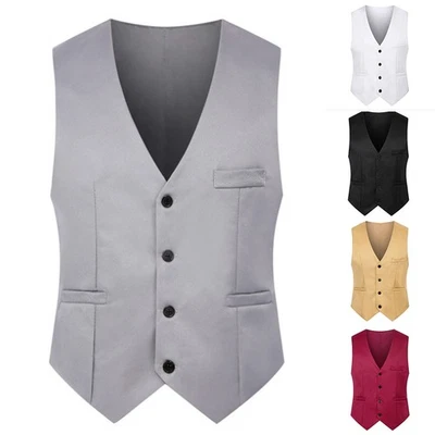 Mens Vest Clothing Slim Spring Summer Double-breasted Formal Sleeveless - Image 1 of 4