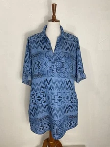 Tunica blu Chambray Yuman azteca orlo alto-basso blu Xl - Foto 1 di 12