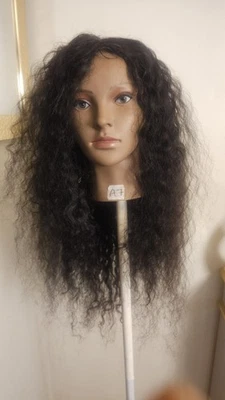 High Quality regular Top Black 24 to 26" curly 100% Virgin Human Hair Lace Wig  - Image 1 of 4