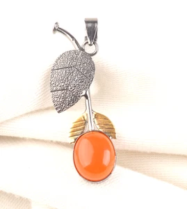 Beautiful Carnelian Gemstone 925 Sterling Silver Handmade Jewelry Pendant 1.69" - Picture 1 of 6