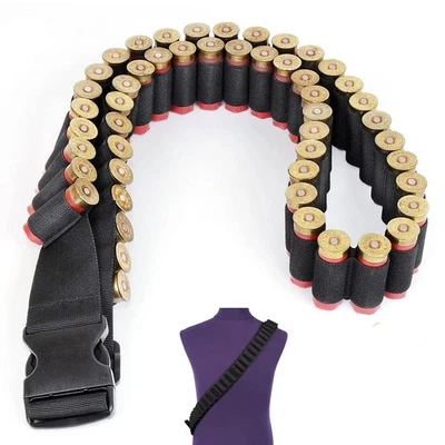 New Tactical 50 Rounds Shotgun 12/20GA Shell Bandolier Ammo Belts Holder Hunting - Image 1 of 4