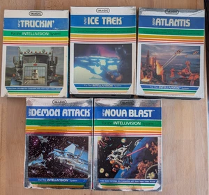 5 Intellivision Games Truckin Ice Trek  Atlantis Demon Attack Nova Blast Imagic - Picture 1 of 7