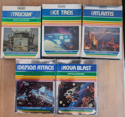 5 Intellivision Games Truckin Ice Trek  Atlantis Demon Attack Nova Blast Imagic - Image 1 of 4